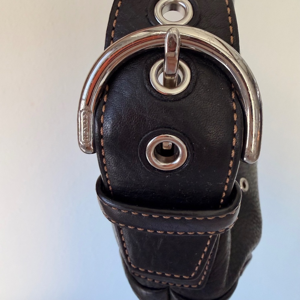đź–¤GORGEOUS Vintage Coach Leather Black Studded Rivet Soho Shoulder Bag F10931 đź–¤ - Picture 6 of 8